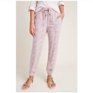 Anthropologie Orana Printed Jogger Pants Pink Snake Drawstring Lyocell Ankle XS